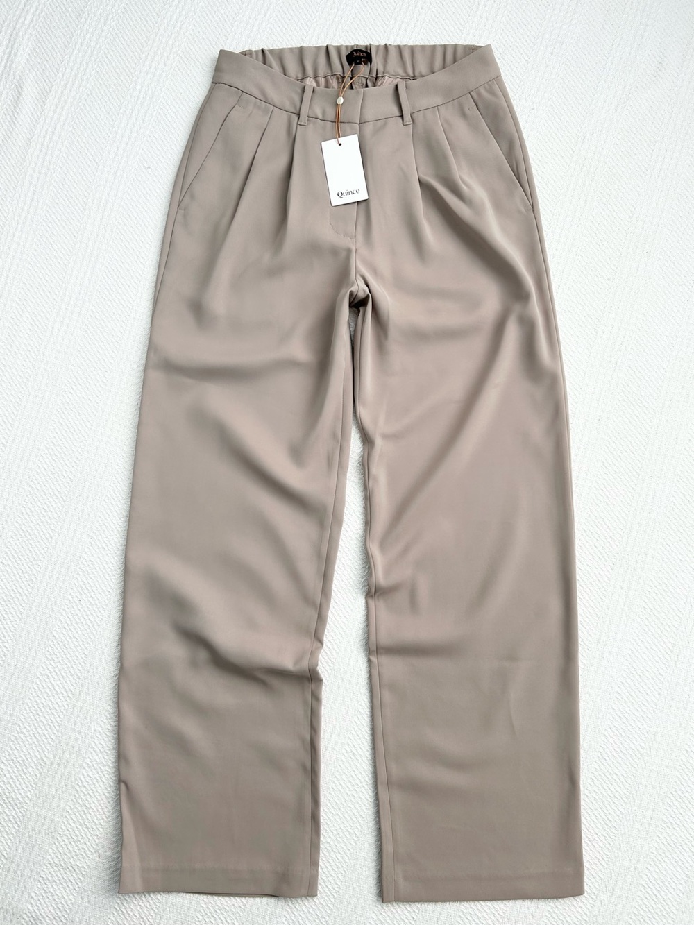 Quince Stretch Crepe Pleated Wide Leg Pants Morel Gray Size 10, NWT